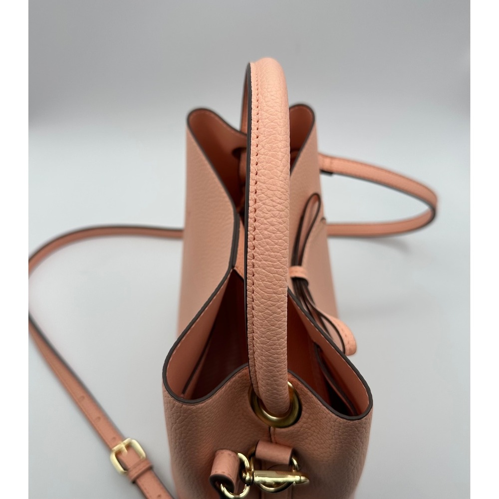 Nanette Lepore Pink Pebble‎ Bow Bucket Bag Crossbody Handbag Preppy Vegan Retro - Picture 12 of 16
